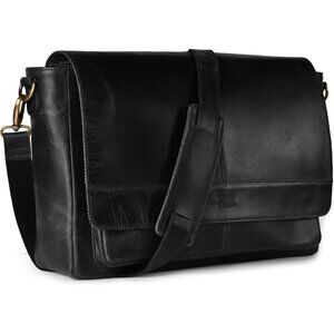 ⚡Leather Village Men & Women Black Vintage Leather Messenger Handmade Bag